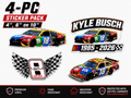 Kyle Busch 4pc 4", 6", 10" Sticker Pack